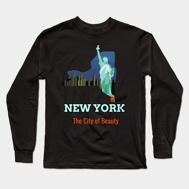New York city of beauty Long Sleeve T-Shirt by Azamerch